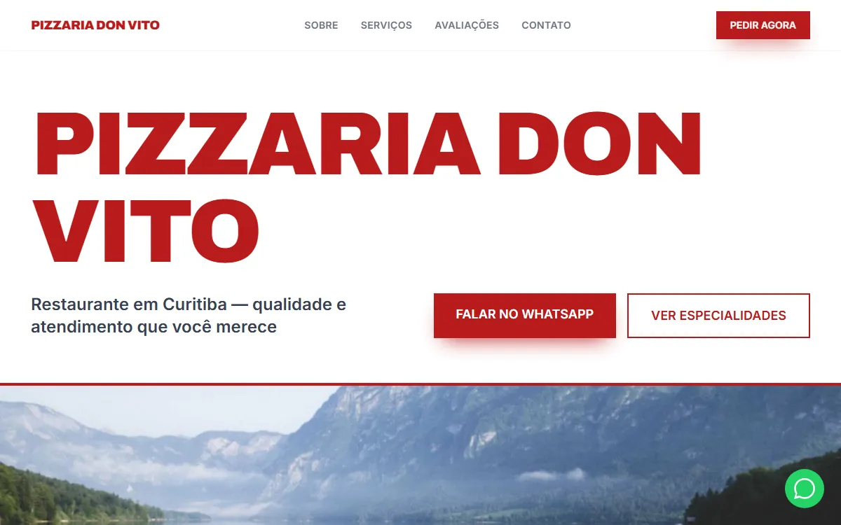 Site Pizzaria Don Vito